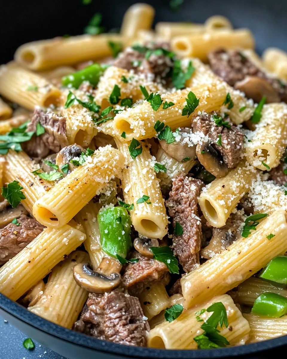 Delicious Loaded Philly Cheesesteak Pasta dish photo
