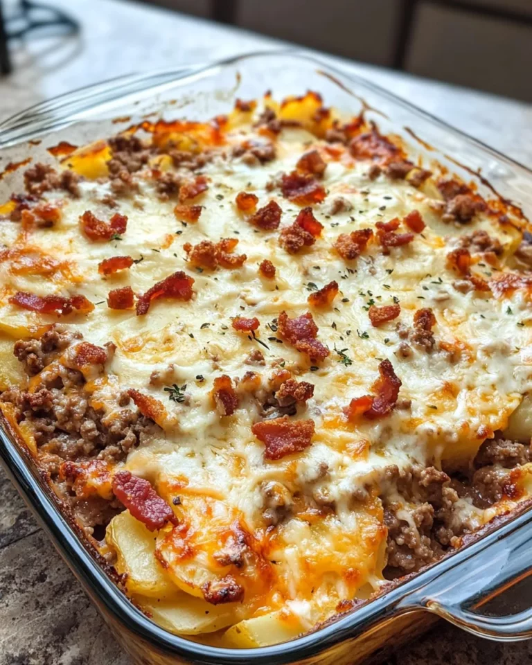 Homemade Rich Cheesy Hamburger Potato Casserole for Family Dinner photo