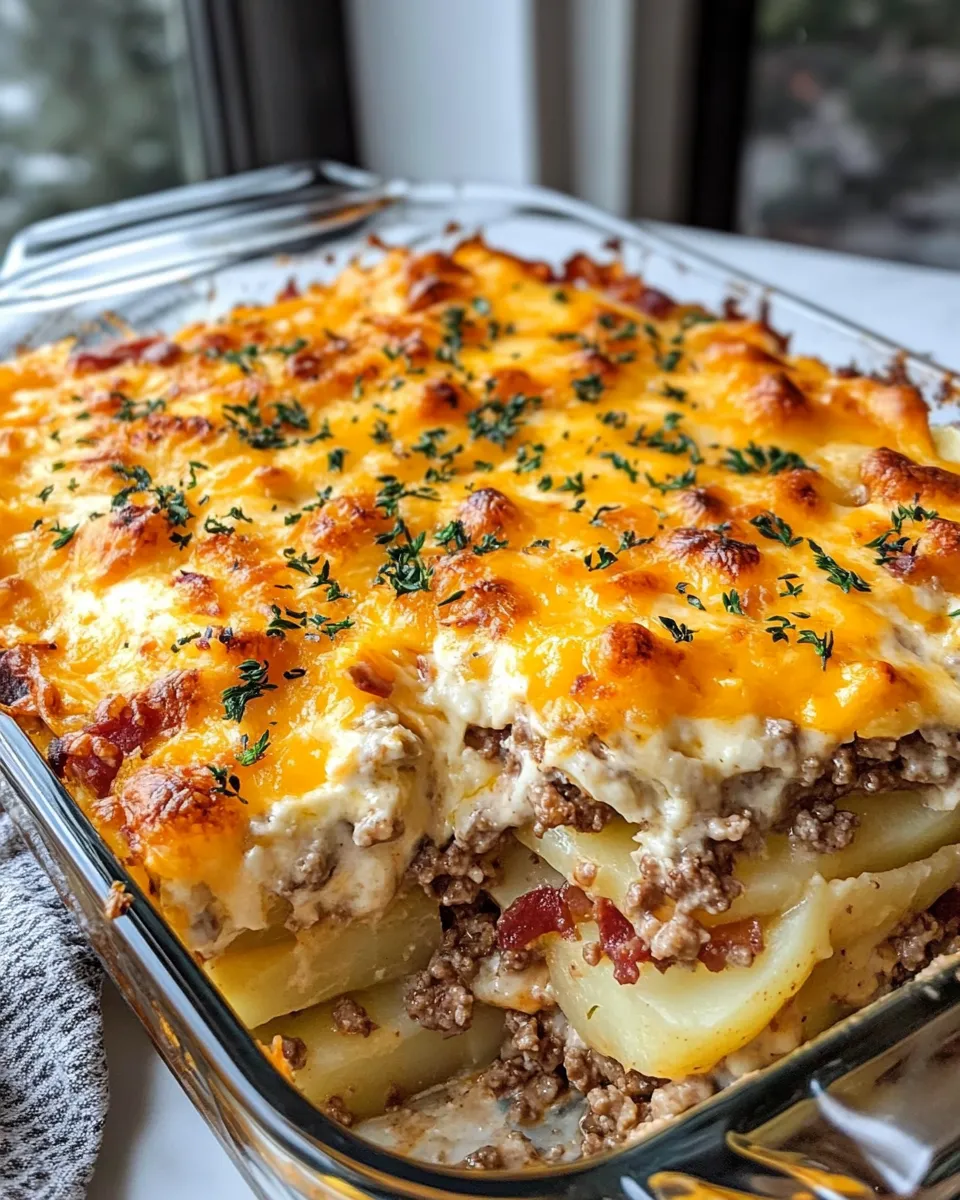 Easy Rich Cheesy Hamburger Potato Casserole for Family Dinner recipe photo