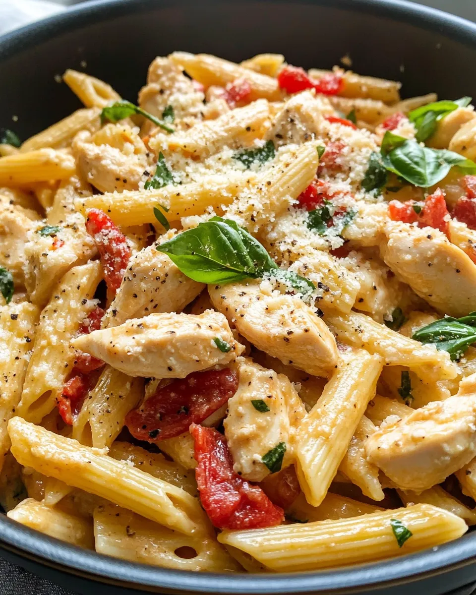 Homemade Roasted Red Pepper Chicken Penne recipe photo