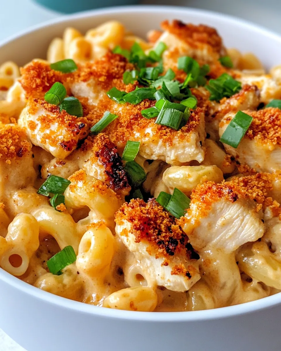 Easy Spicy Cajun Chicken Mac and Cheese food shot