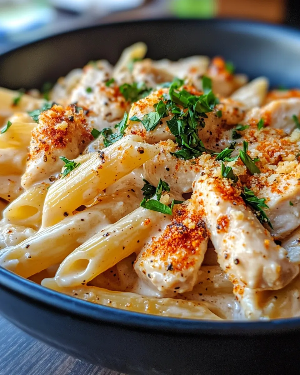 Homemade Spicy Chicken Alfredo Penne recipe photo