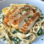 Homemade Tuscan Chicken Alfredo with Spinach photo