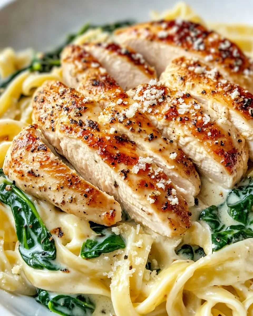 Classic Tuscan Chicken Alfredo with Spinach image
