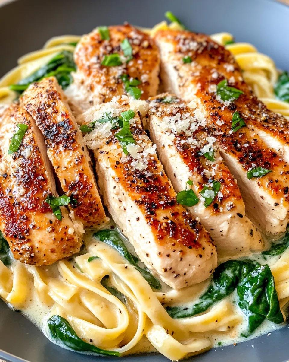 Delicious Tuscan Chicken Alfredo with Spinach dish photo