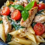 Homemade Tuscan Chicken Penne with Spinach photo