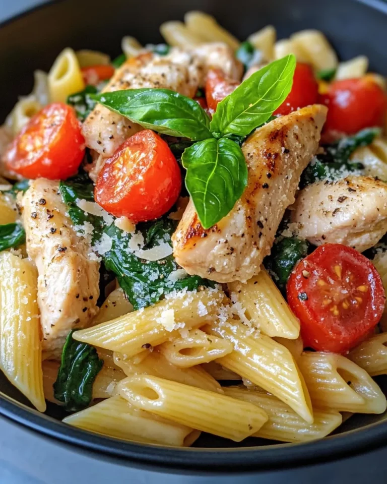 Homemade Tuscan Chicken Penne with Spinach photo