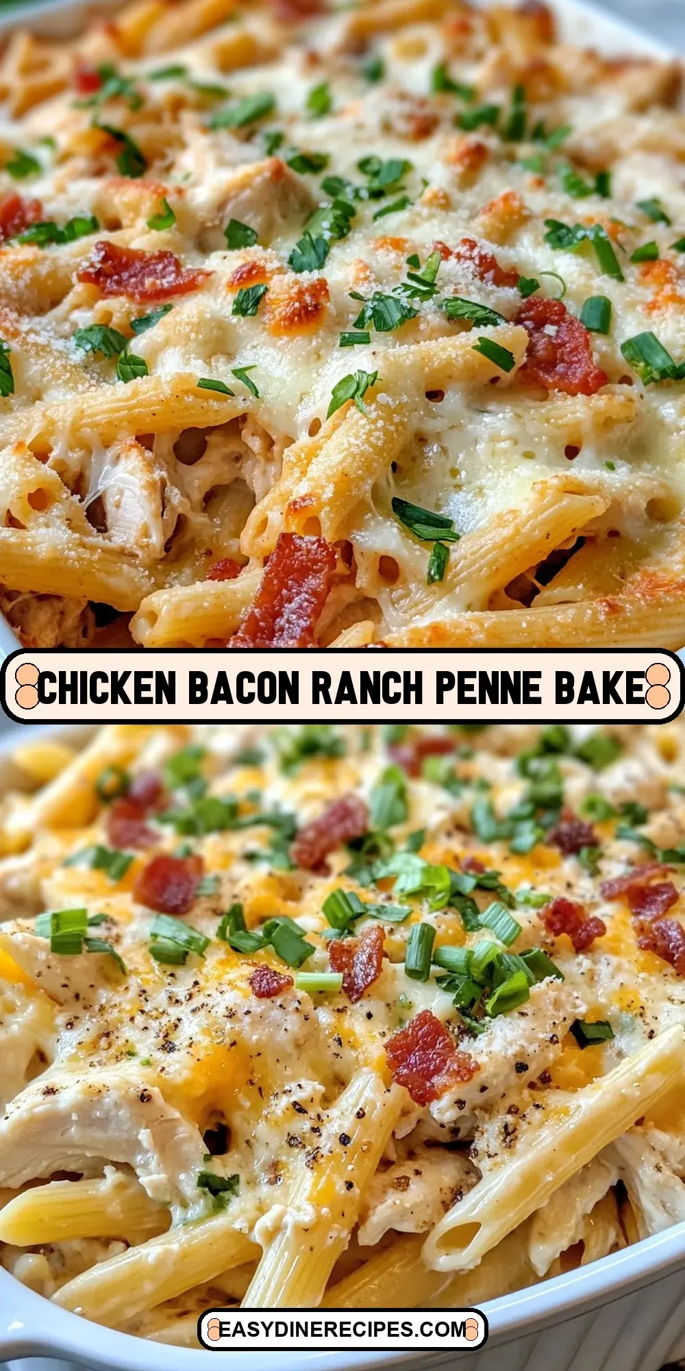 The Best Chicken Bacon Ranch Penne Bake Ever
