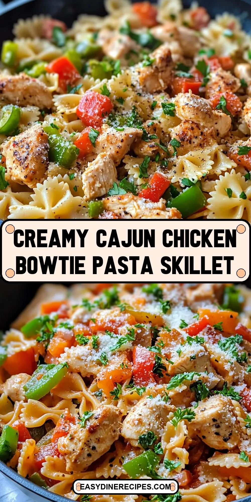 The Best Creamy Cajun Chicken Bowtie Pasta Skillet Ever
