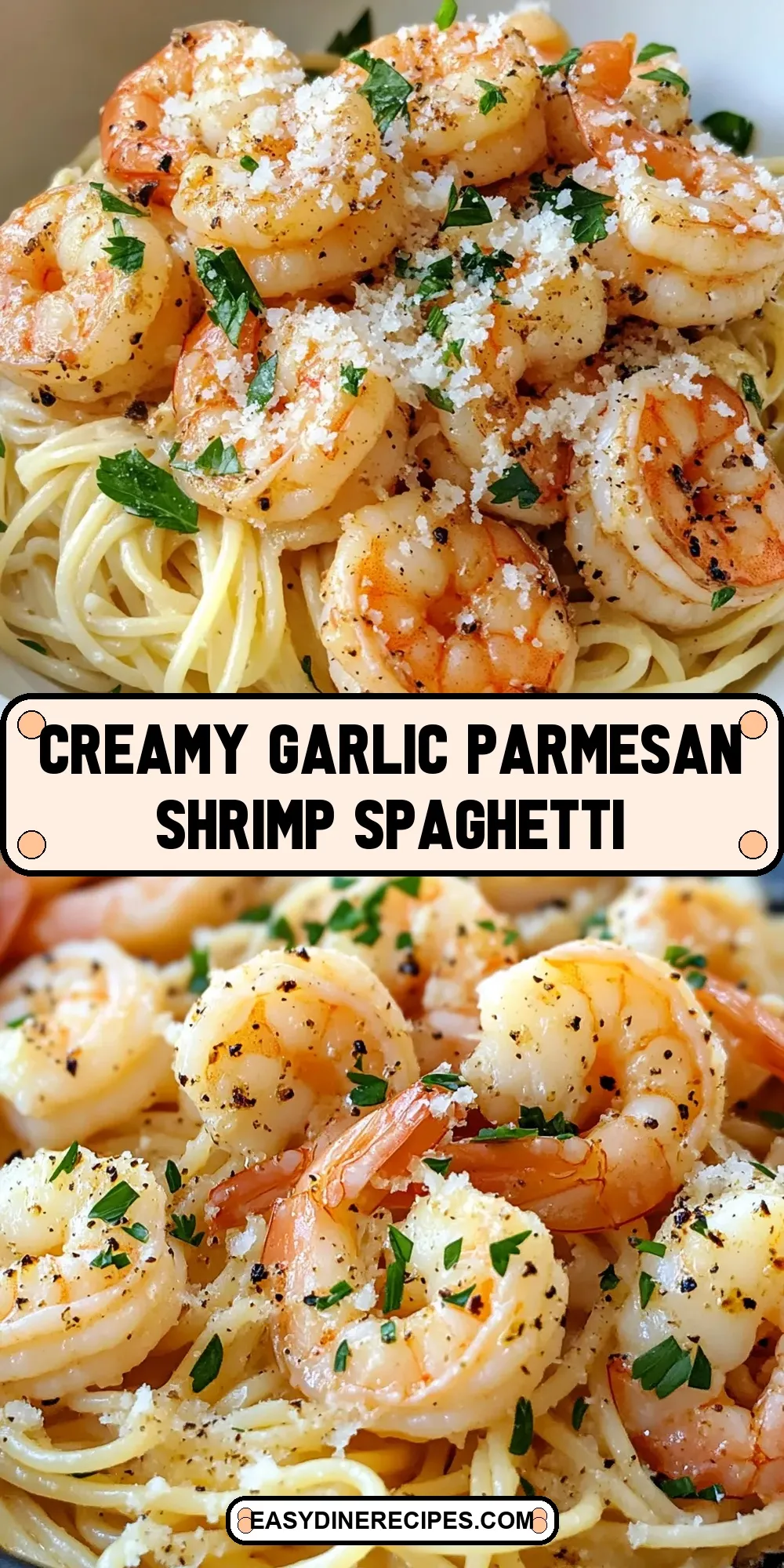 Quick Creamy Garlic Parmesan Shrimp Spaghetti