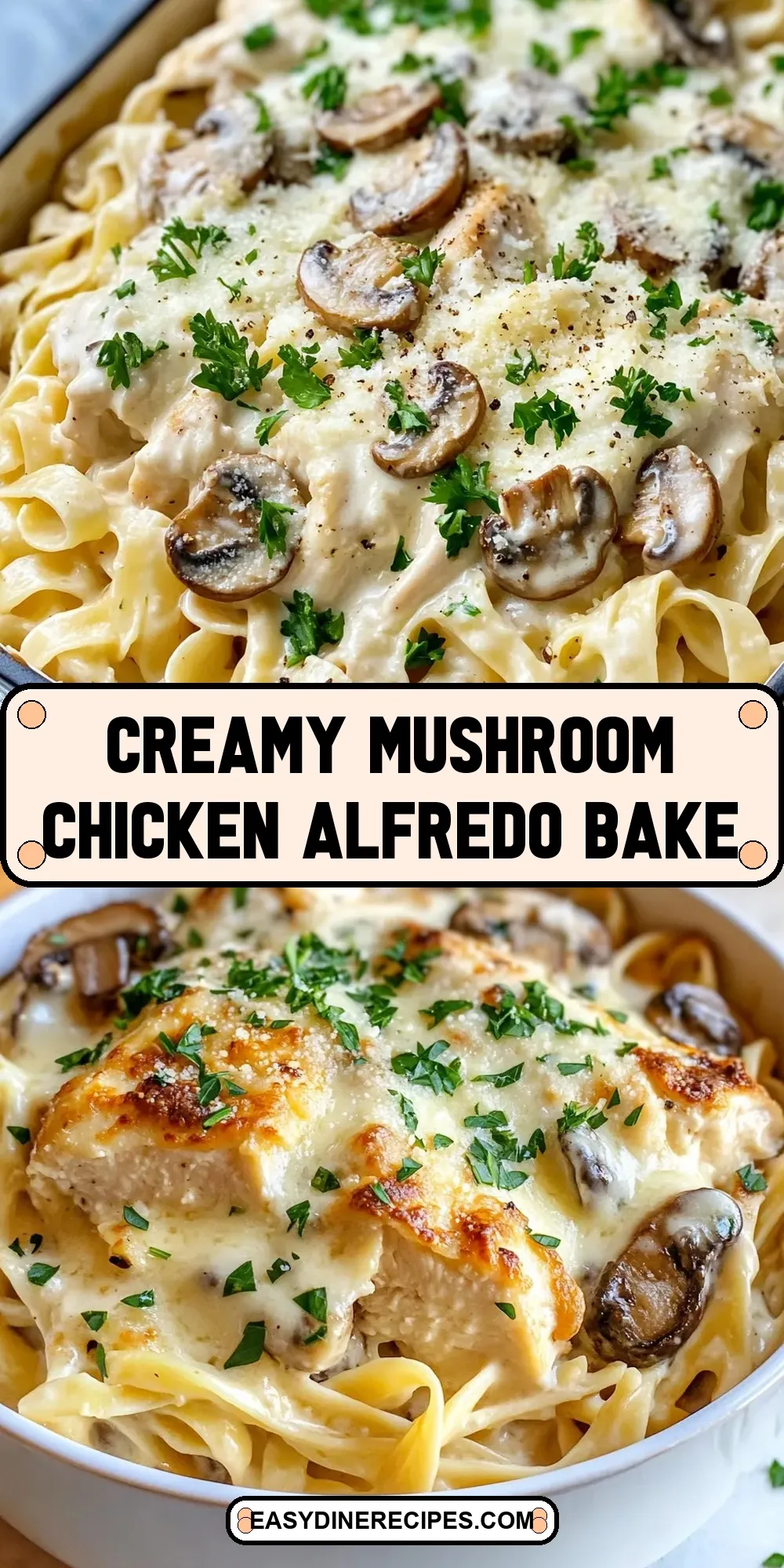 How To Make Quick Creamy Mushroom Chicken Alfredo Bake