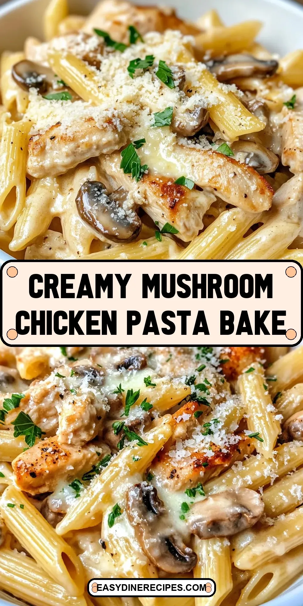 How To Make Simple Creamy Mushroom Chicken Pasta Bake