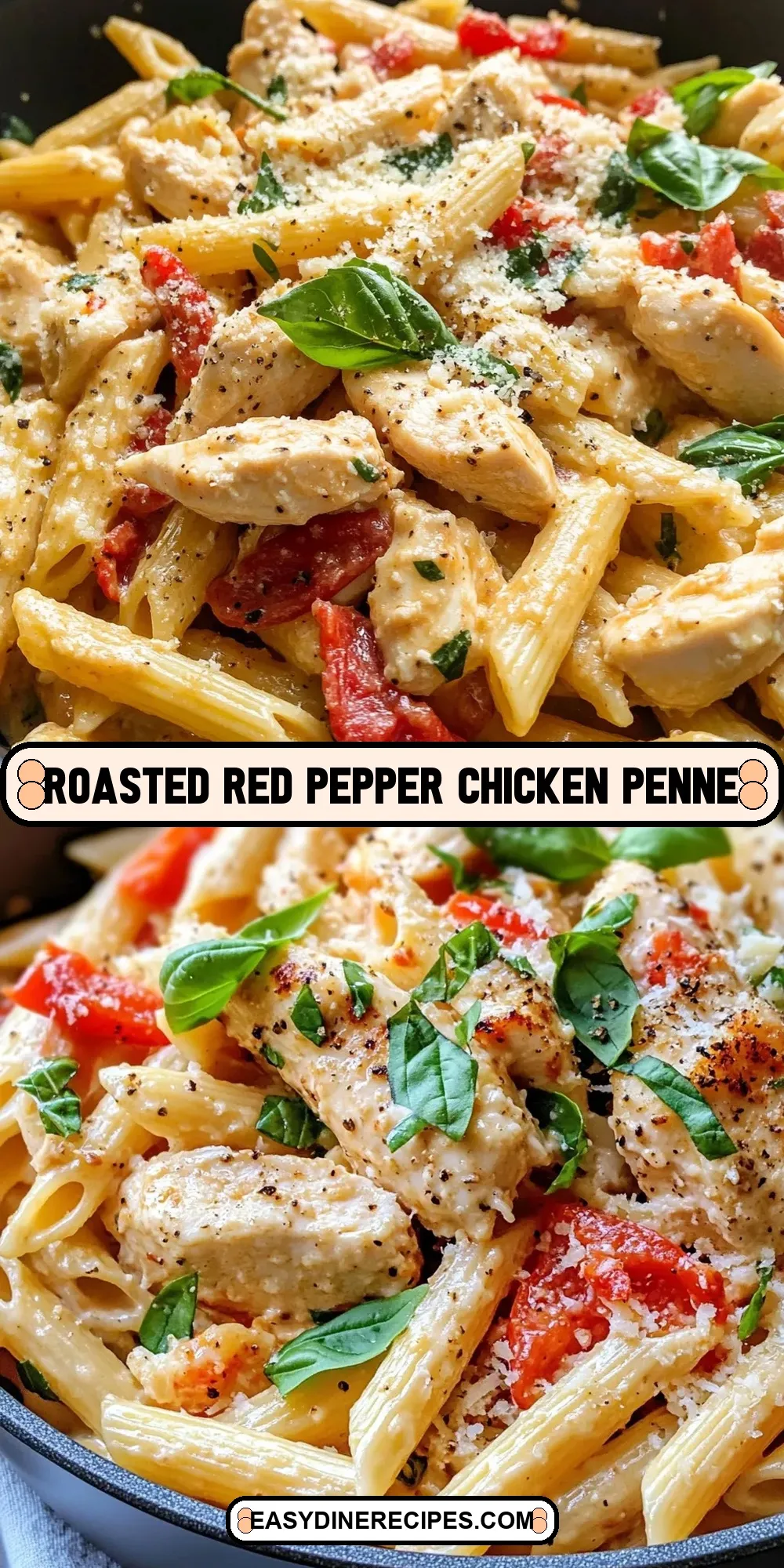 Easy Roasted Red Pepper Chicken Penne Recipe