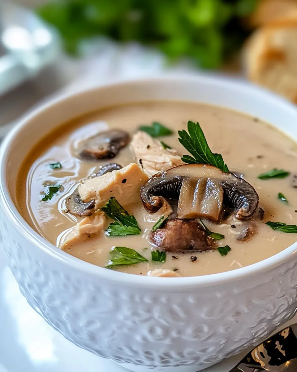 Delicious 30 Minute Chicken Mushroom Soup plate image
