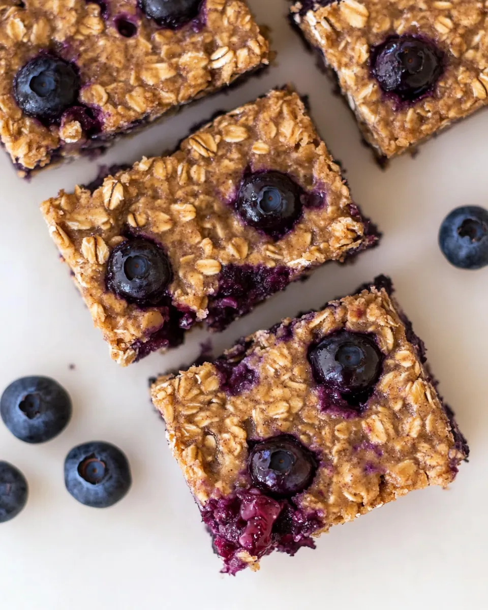 Easy 6-Ingredient Healthy Blueberry Oatmeal Bars food shot