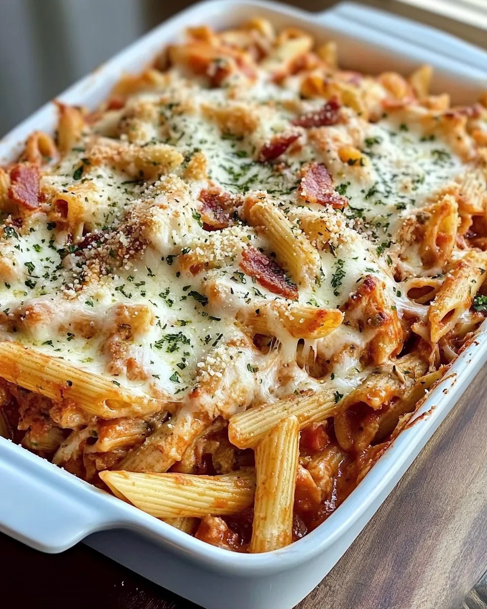 Easy Baked Chicken Parmesan Pasta Casserole recipe photo
