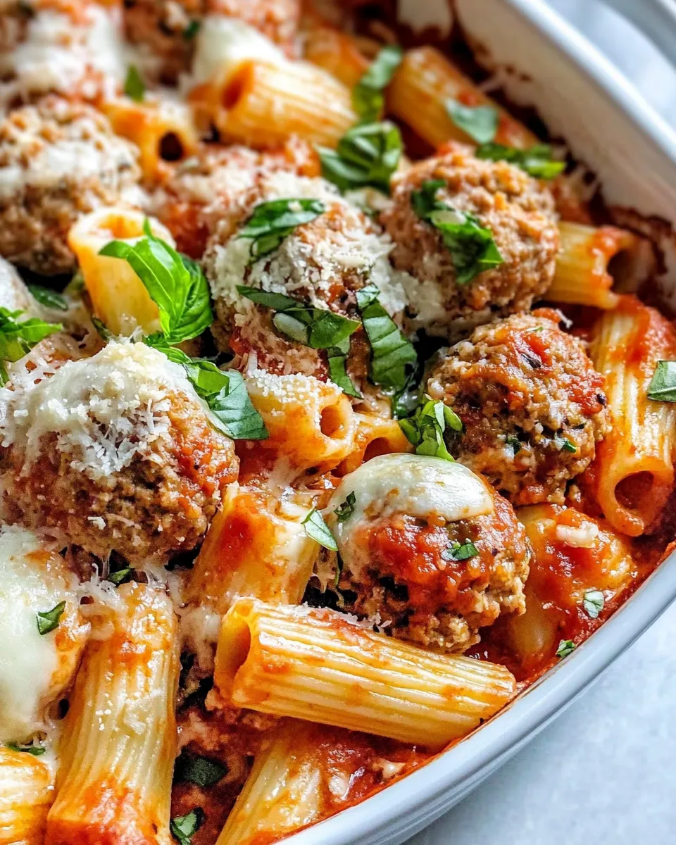 Easy Baked Meatball Rigatoni dish photo
