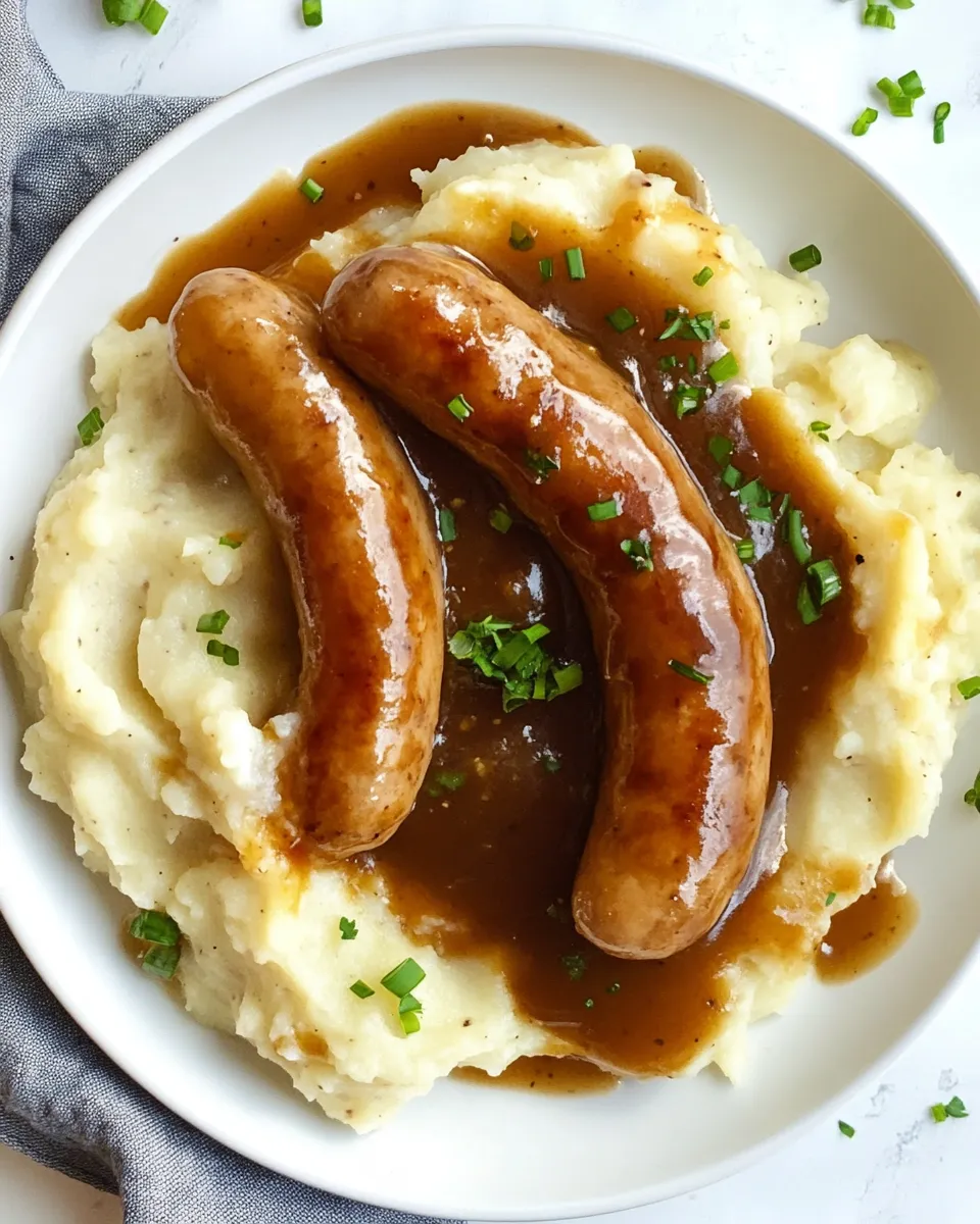 Easy Bangers and Mash food shot
