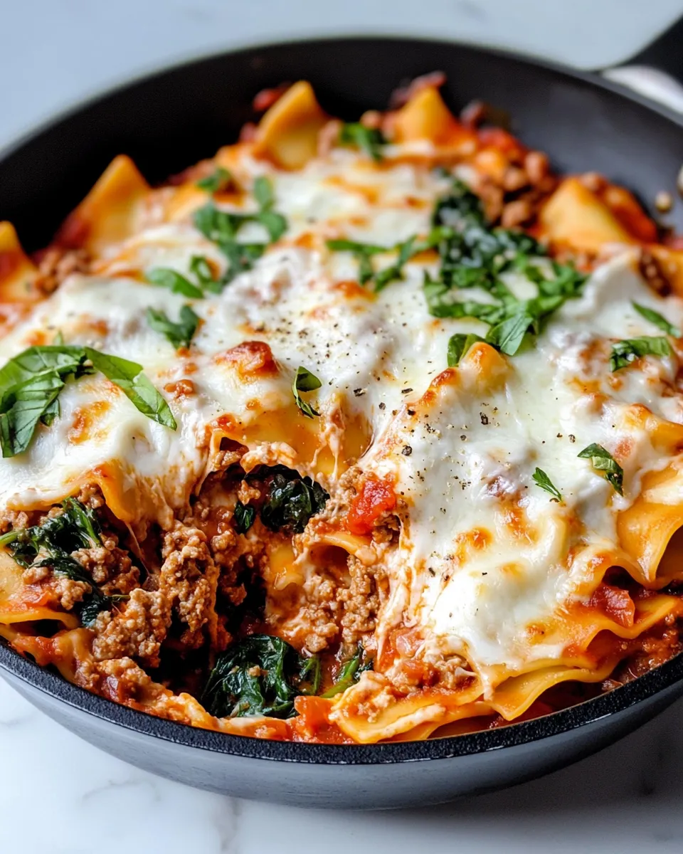 Classic Beef and Spinach Lasagna Skillet image