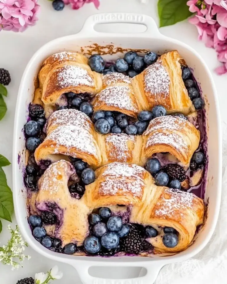 Homemade Blueberry Croissant French Toast Bake recipe photo
