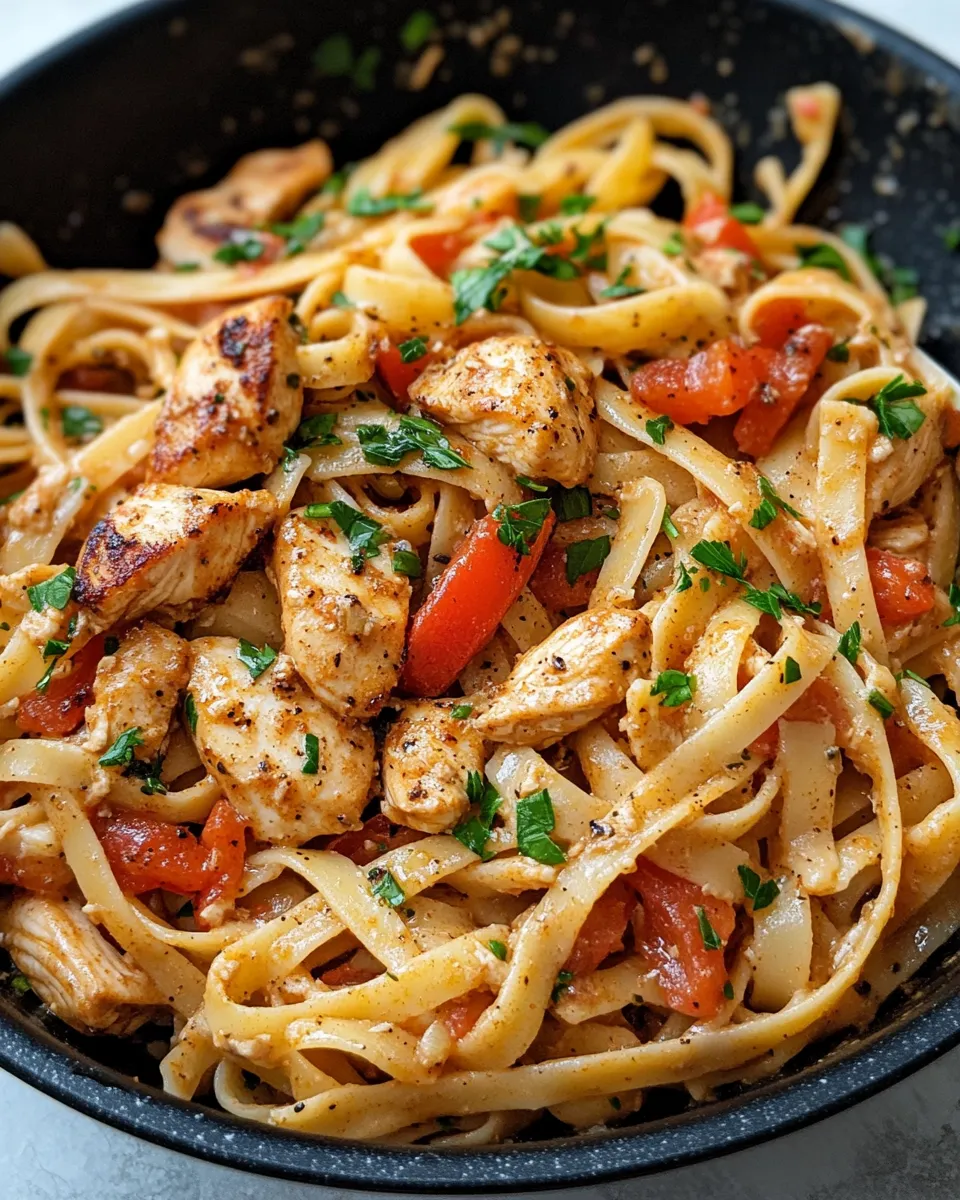 Delicious Cajun Chicken Pasta with Bell Peppers plate image