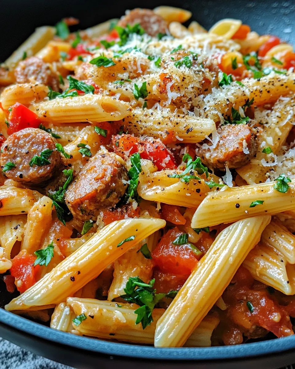 Easy Cajun Sausage and Pasta Skillet food shot