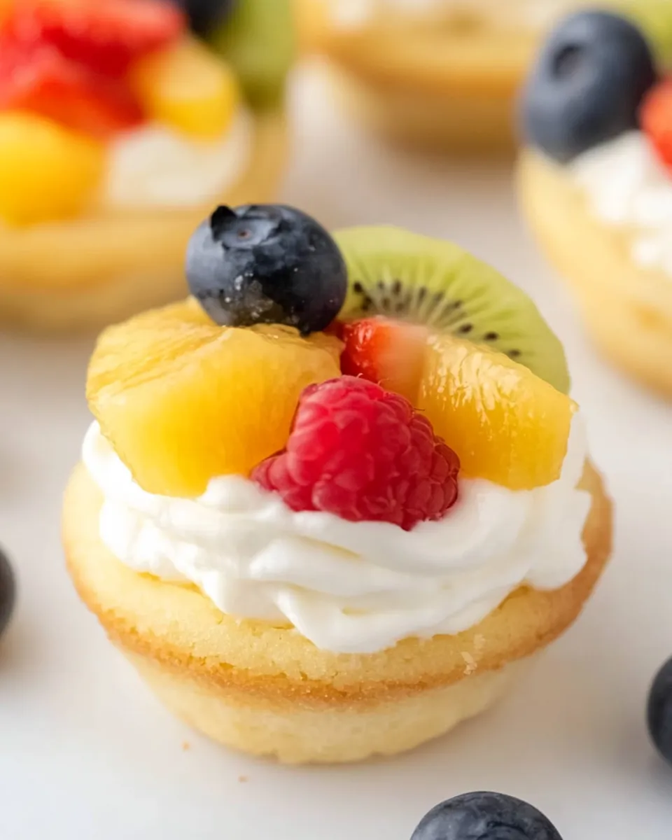 Delicious Cheesecake Sugar Cookie Cups (Fruit Pizza!) food shot