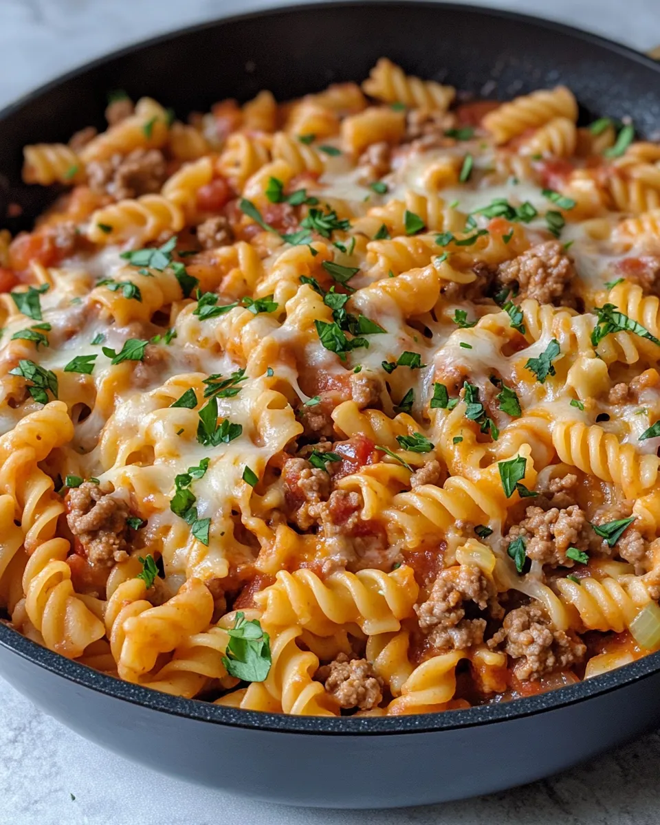 Homemade Cheesy Ground Beef Pasta Skillet recipe photo