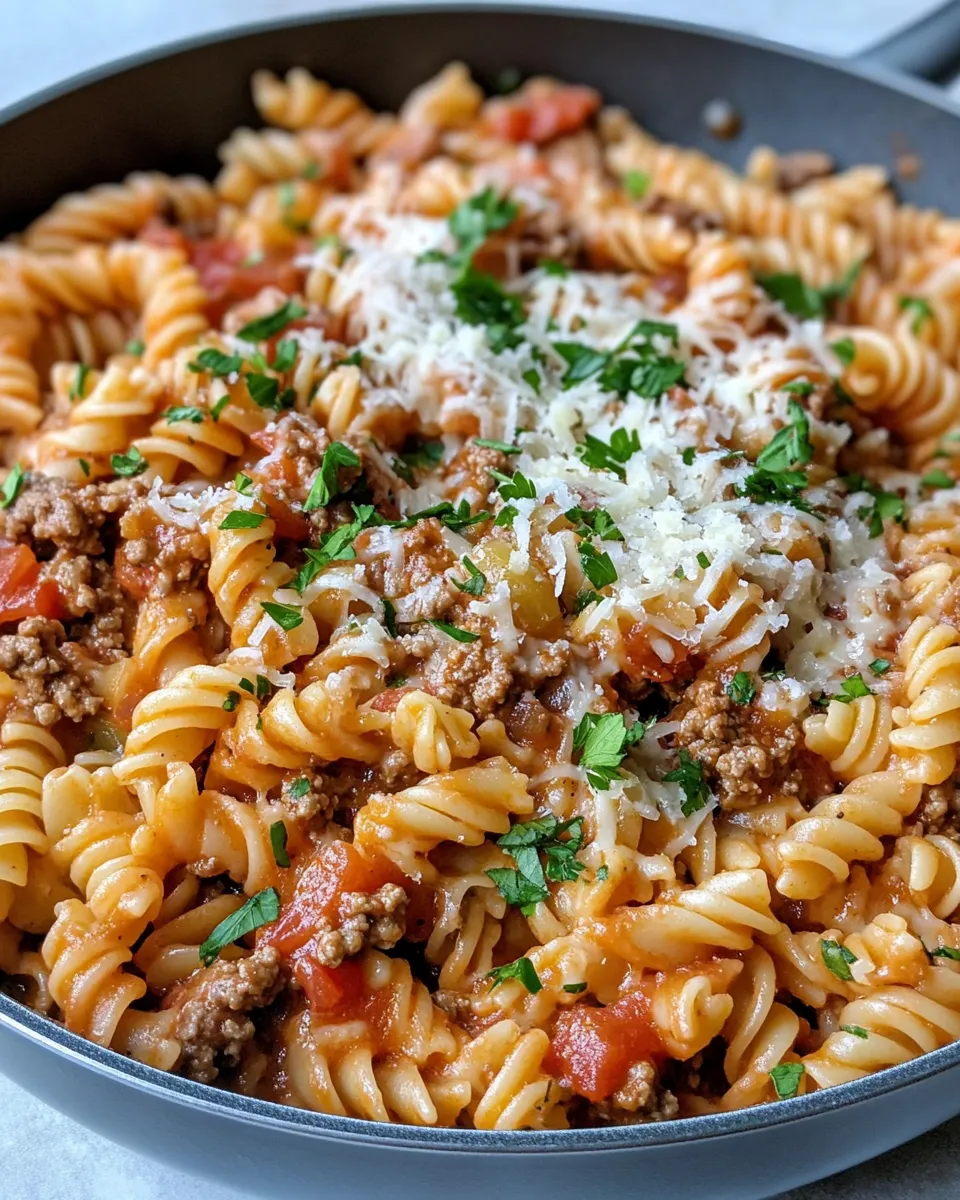 Classic Cheesy Ground Beef Pasta Skillet dish photo