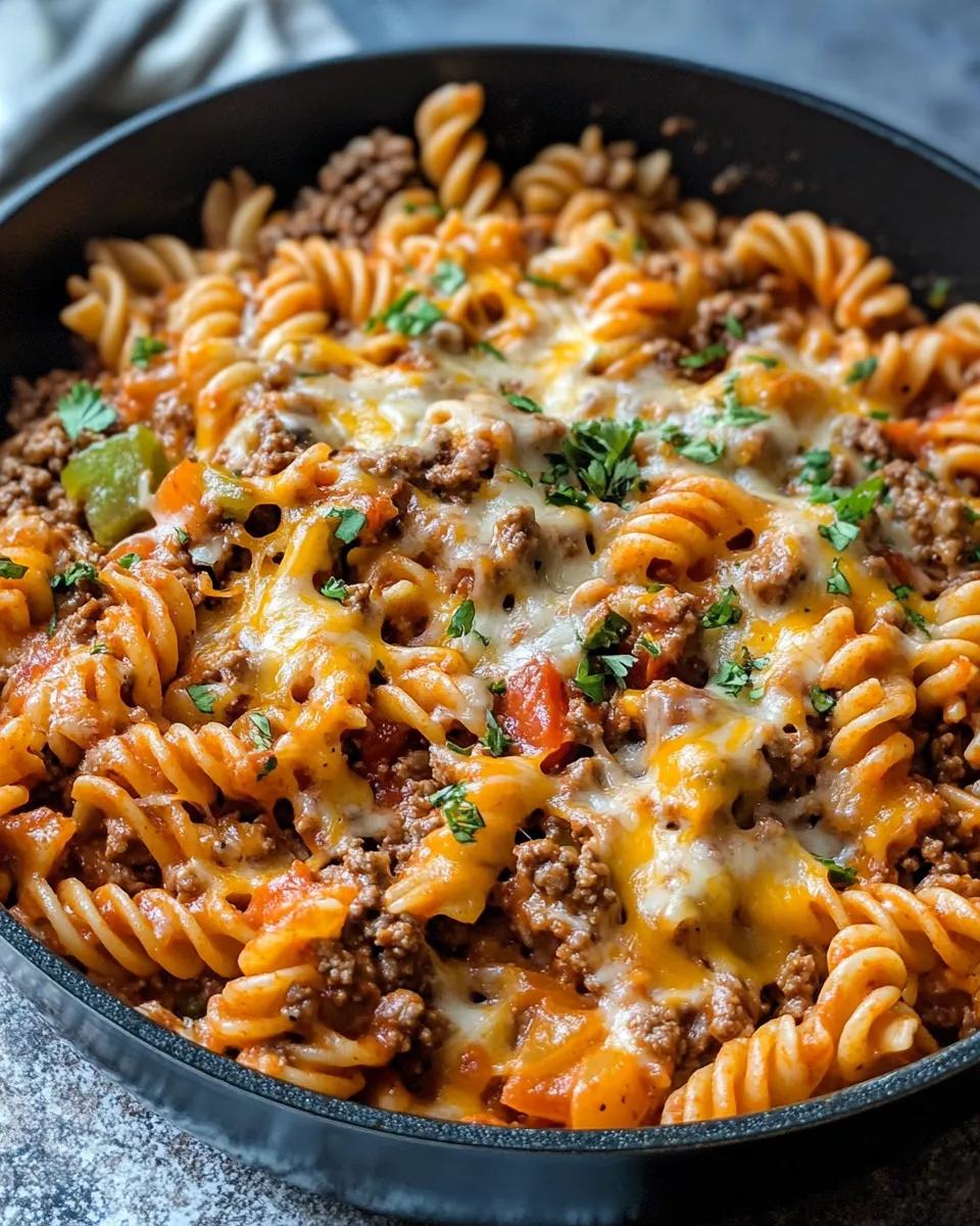 Easy Cheesy Taco Pasta with Rotel food shot