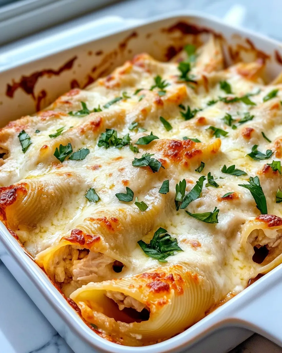 Classic Chicken Alfredo Stuffed Shells dish photo