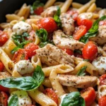 Homemade Chicken Caprese Pasta Skillet recipe photo