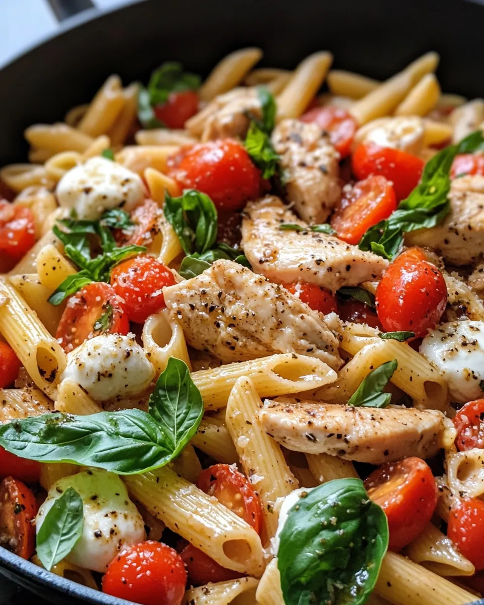 Homemade Chicken Caprese Pasta Skillet recipe photo