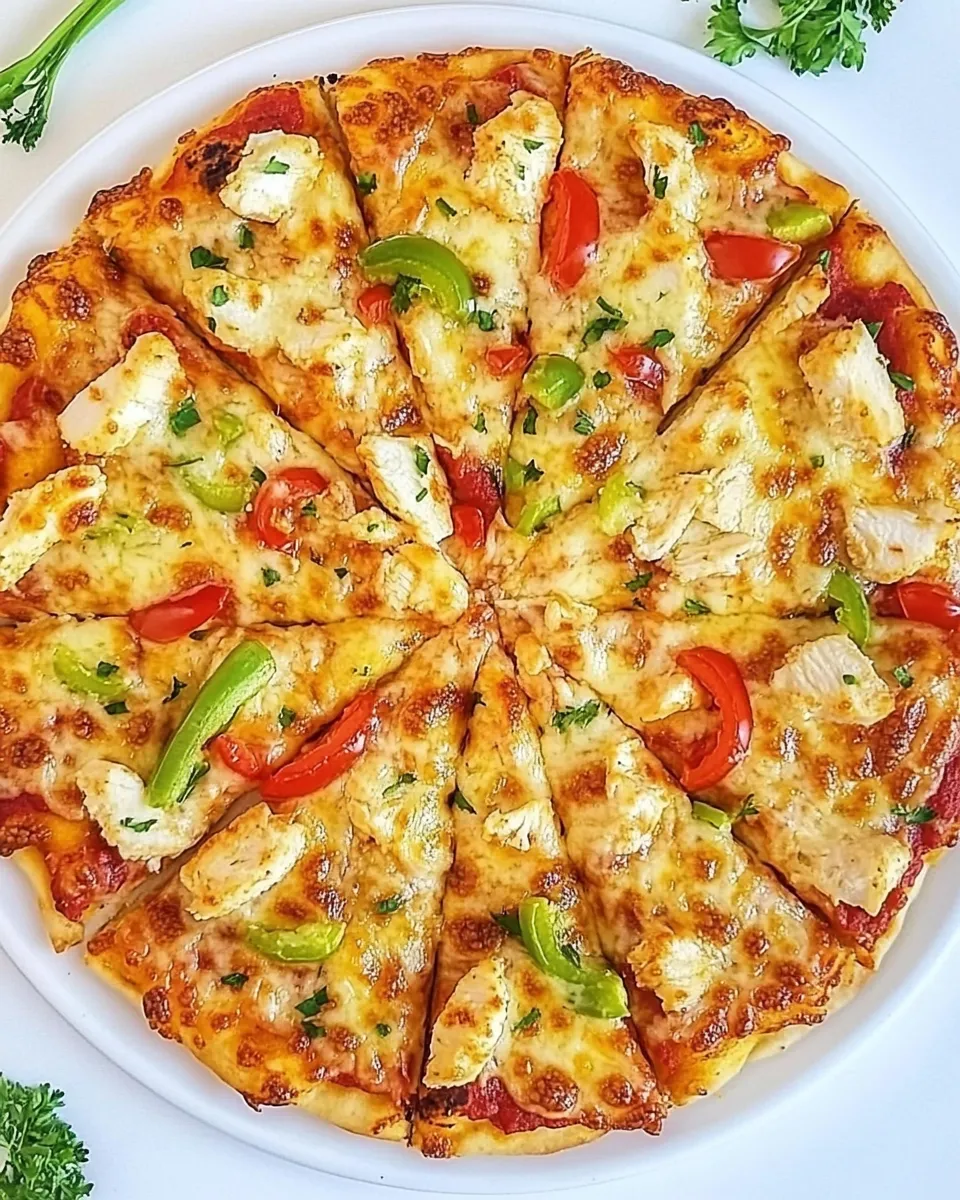 Delicious Chicken Crust Pizza plate image