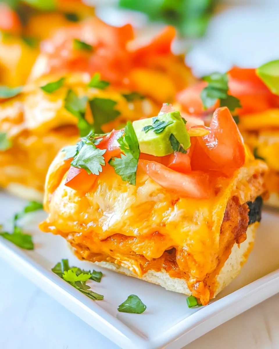 Easy Chicken Enchilada Sliders food shot