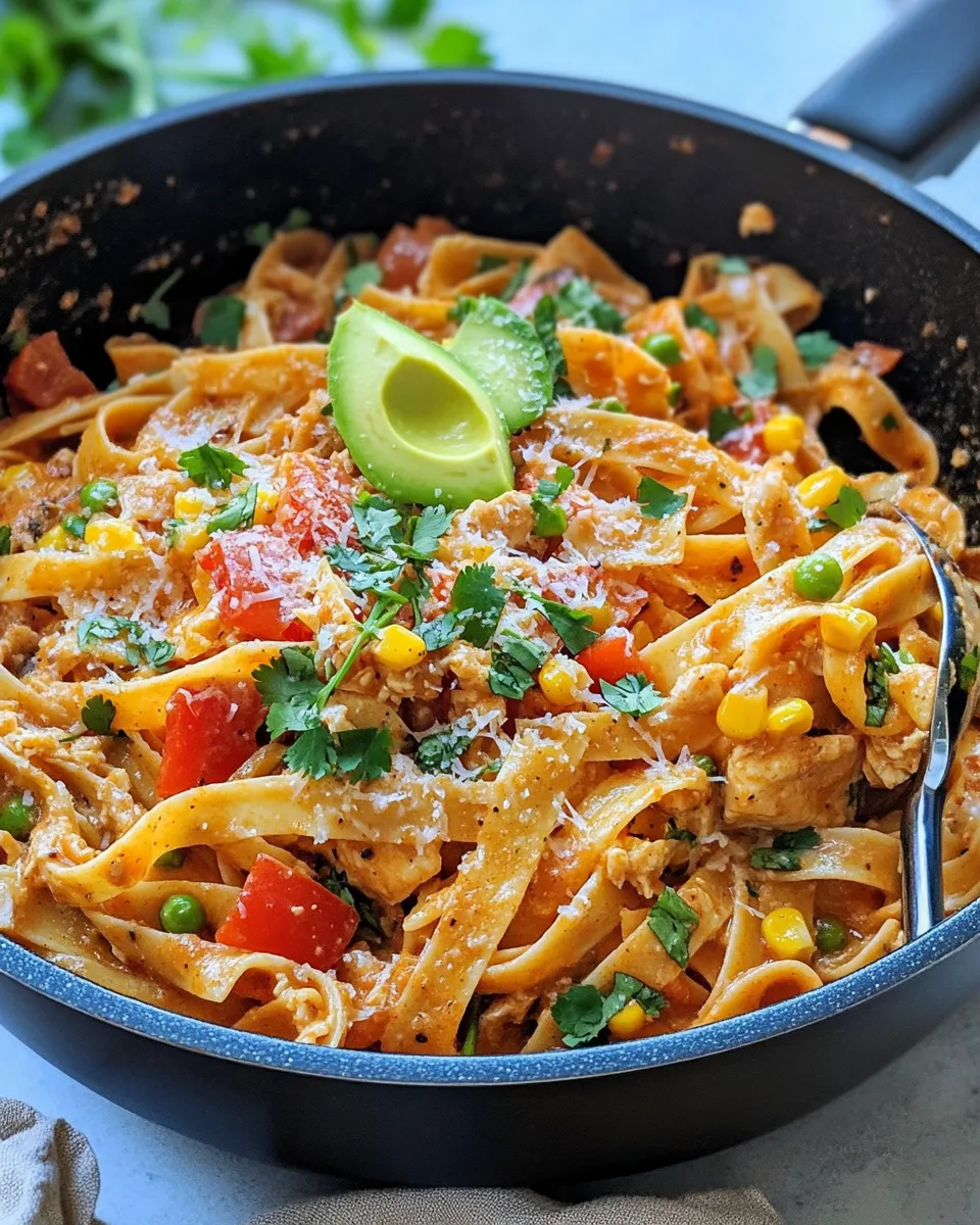 Easy Chicken Fajita Pasta in One Pot food shot