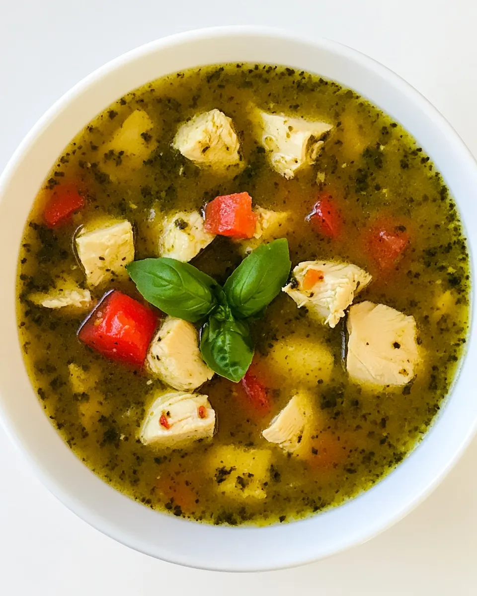 Easy Chicken Pesto Soup recipe photo