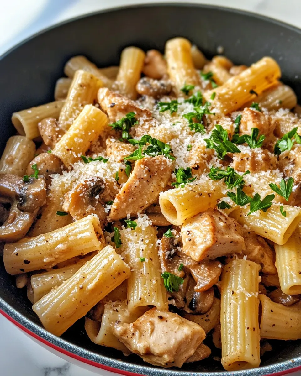 Easy Chicken and Mushroom Rigatoni food shot
