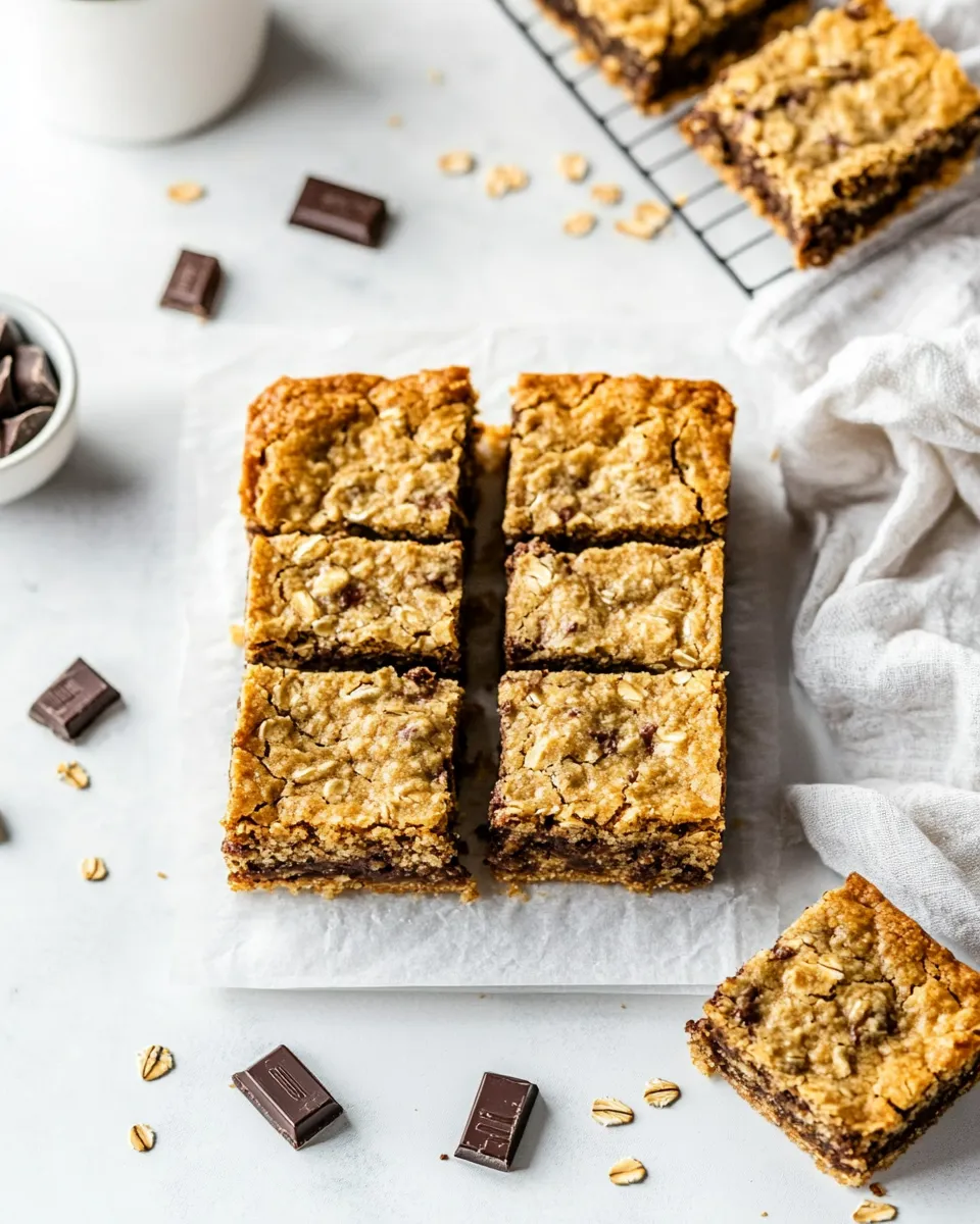 Delicious Chocolate Chunk Oatmeal Cookie Bars dish photo