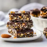Homemade Chocolate Dunked Salted Honey Nut Bars. recipe photo
