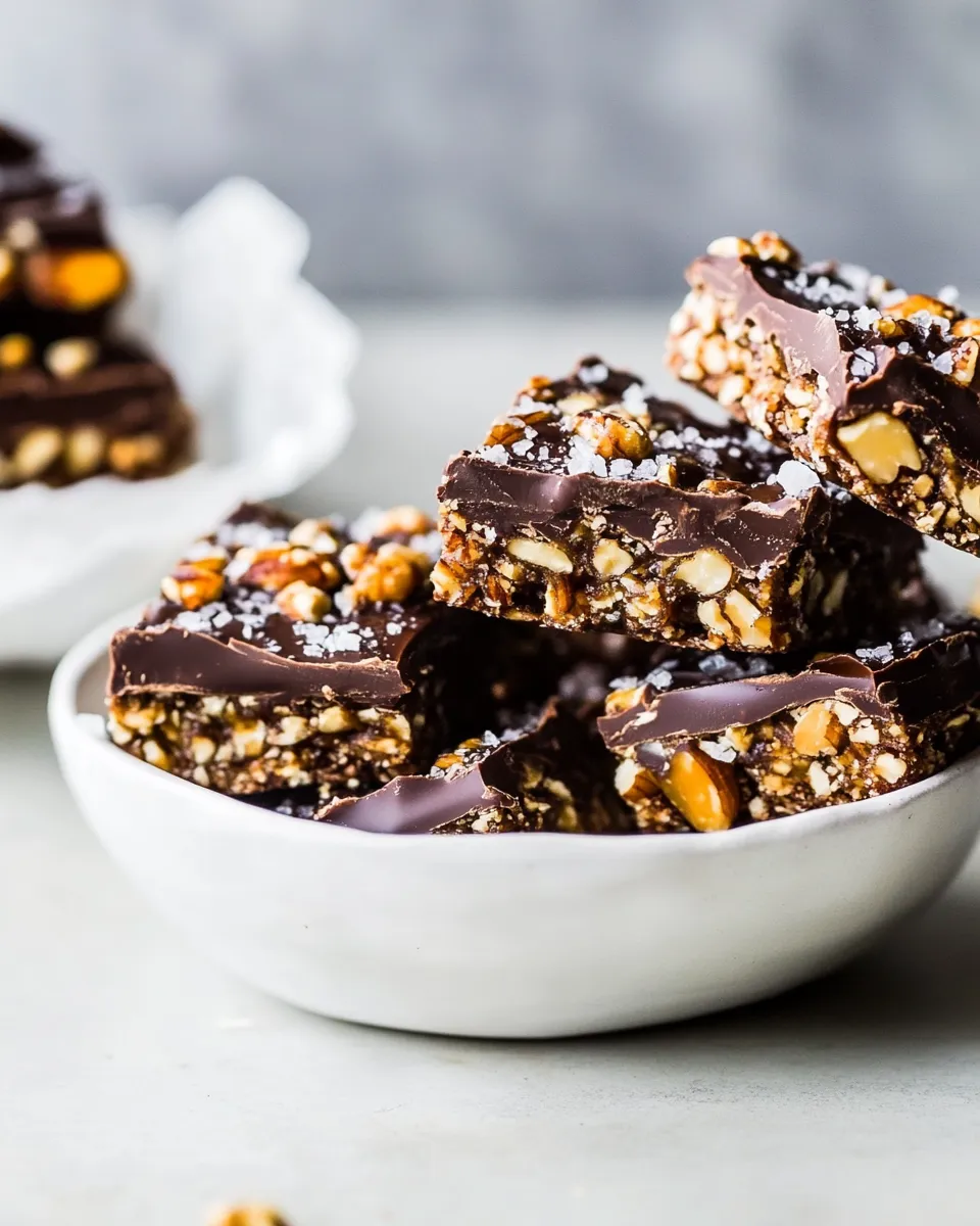 Classic Chocolate Dunked Salted Honey Nut Bars. dish photo