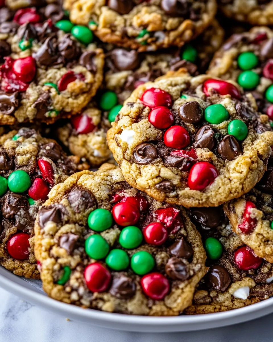 Easy Christmas Monster Cookies. food shot
