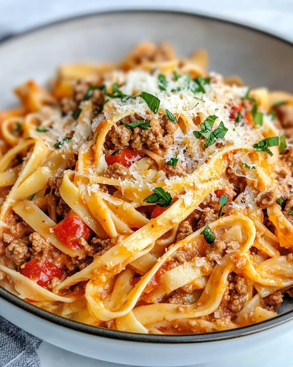 Homemade Creamy Beef and Tomato Pasta photo
