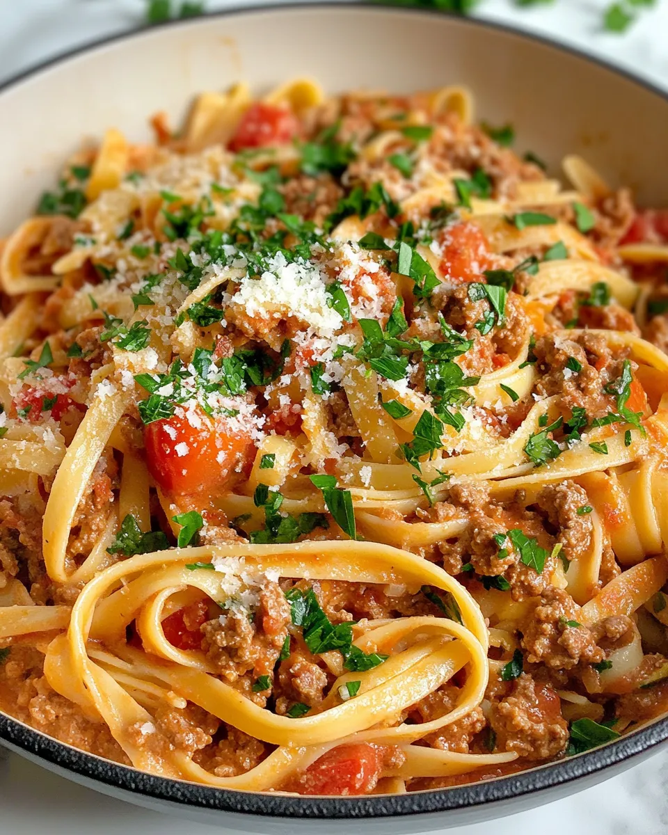 Classic Creamy Beef and Tomato Pasta image