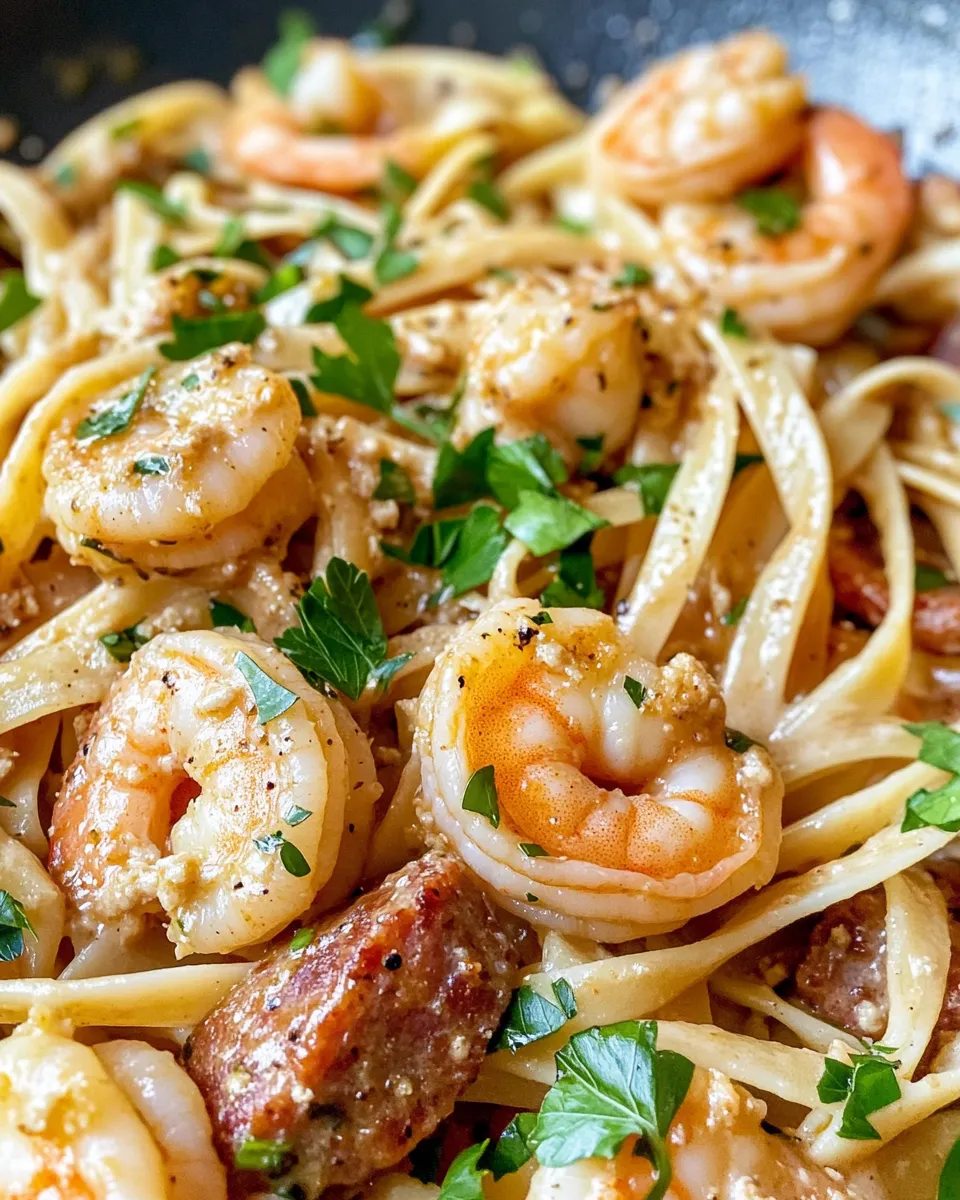 Classic Creamy Cajun Shrimp and Sausage Pasta dish photo