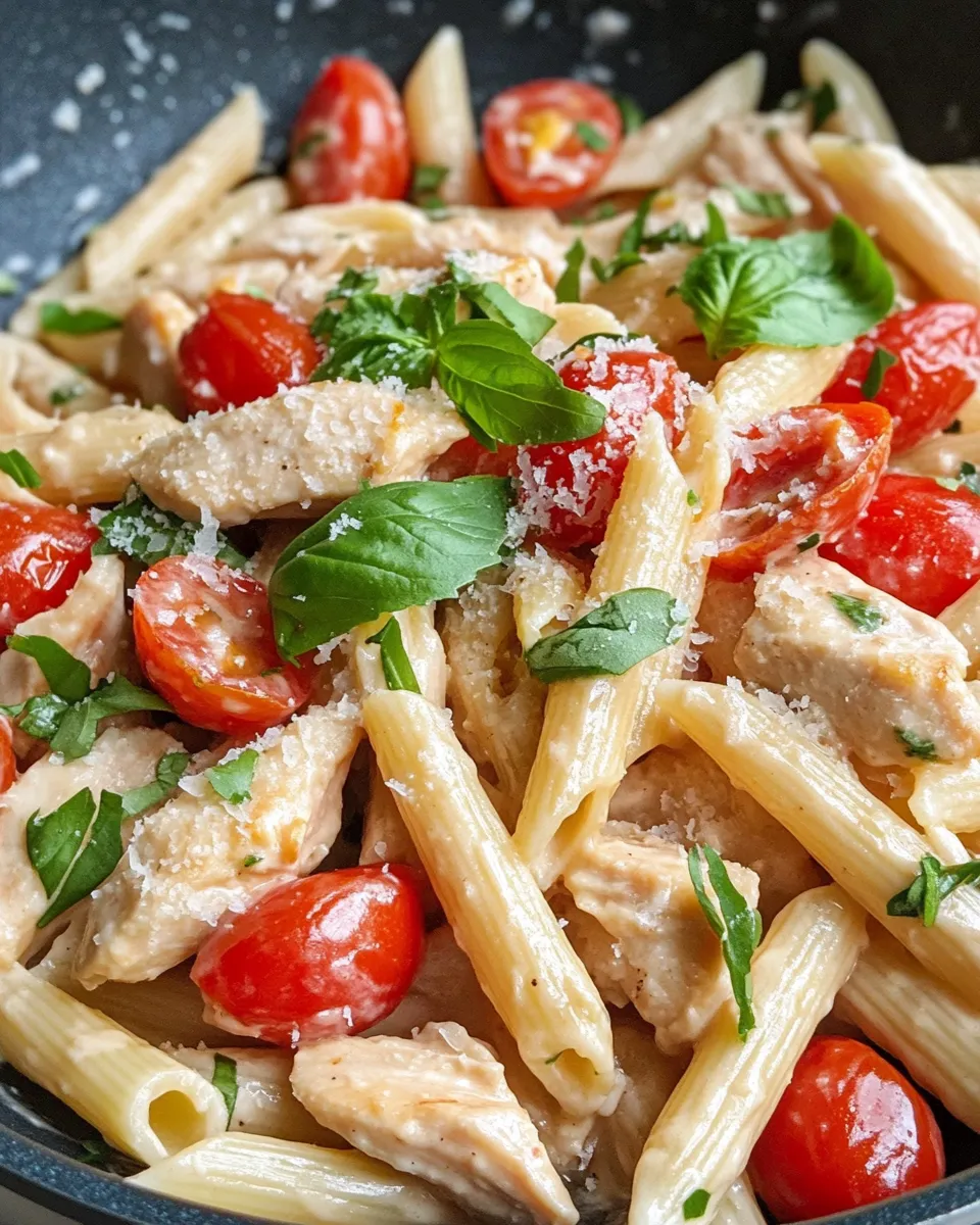 Easy Creamy Chicken Bruschetta Pasta recipe photo