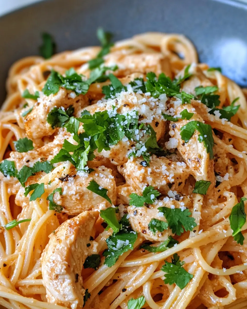 Easy Creamy Chipotle Chicken Pasta food shot