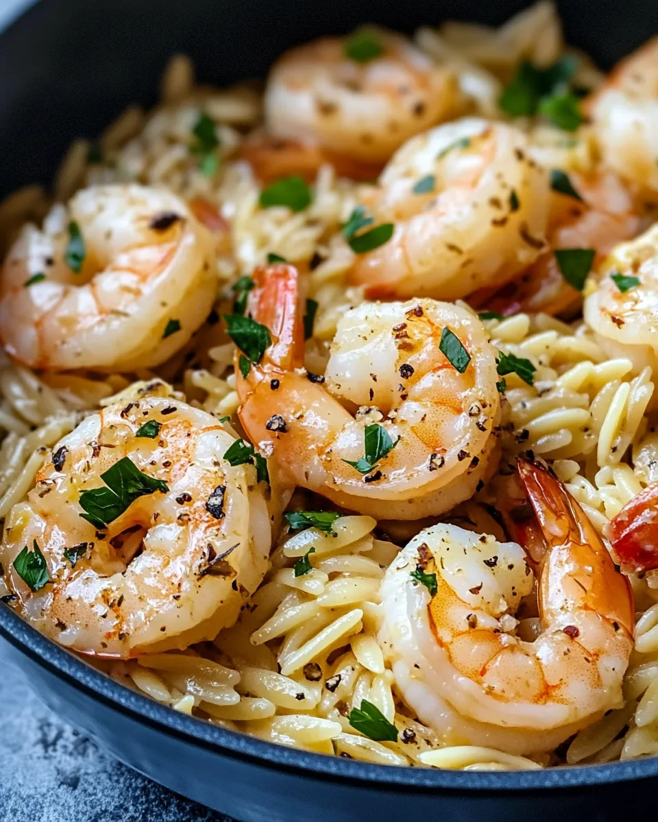 Easy Creamy Lemon Shrimp Orzo food shot