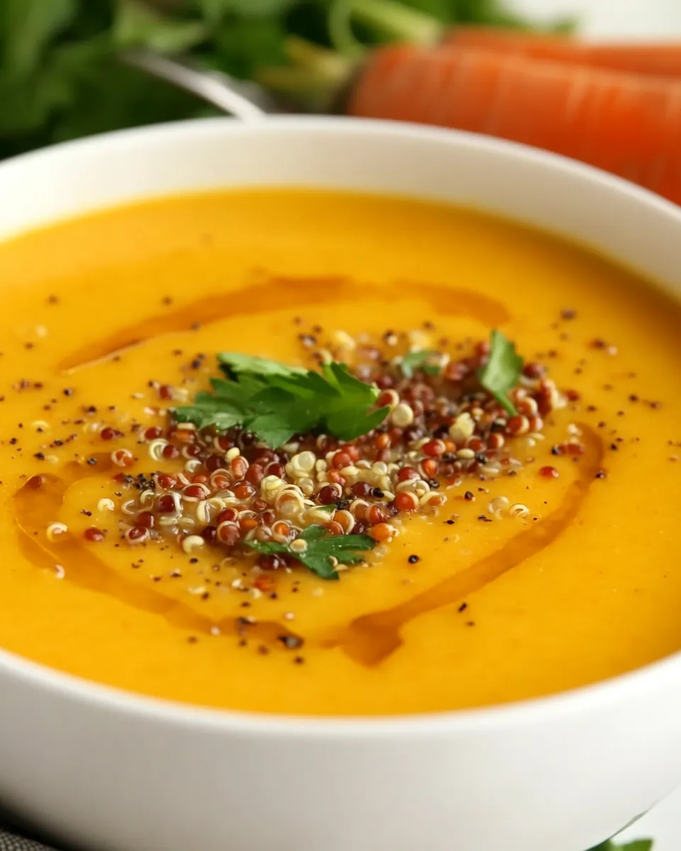 Classic Creamy Roasted Carrot and Coconut Milk Soup with Quinoa dish photo