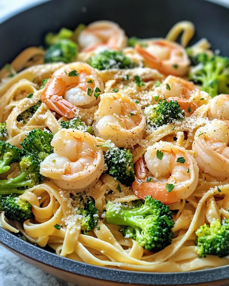 Classic Creamy Shrimp and Broccoli Pasta dish photo